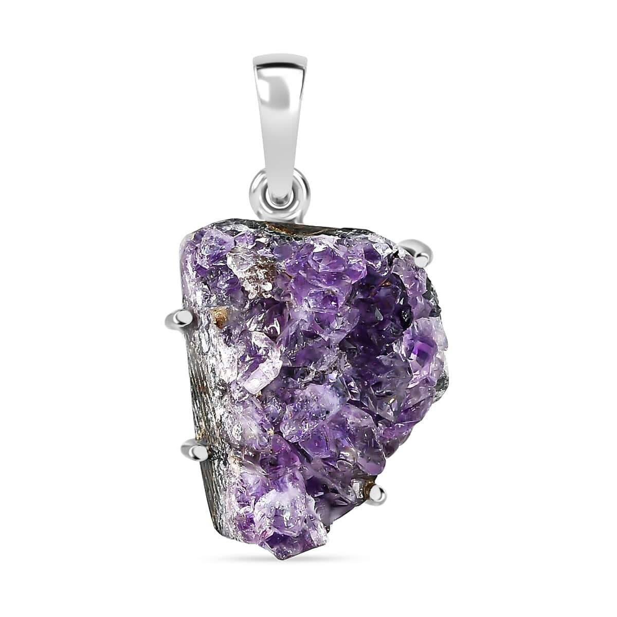 Rough Cut Geode Amethyst 33.75 ctw Pendant in Sterling Silver image number 0