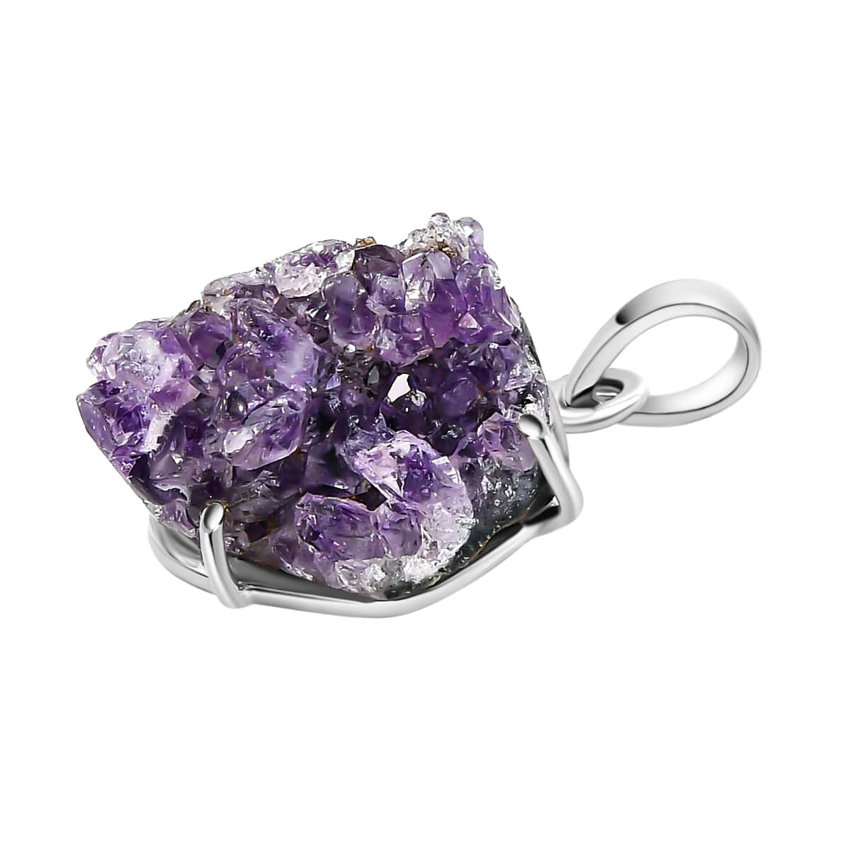 Rough Cut Geode Amethyst 33.75 ctw Pendant in Sterling Silver image number 6