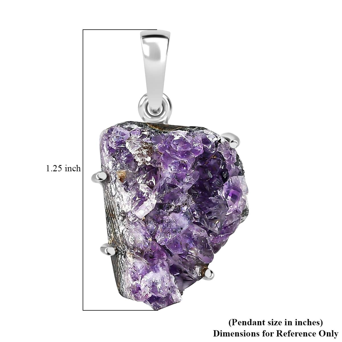 Rough Cut Geode Amethyst 33.75 ctw Pendant in Sterling Silver image number 8