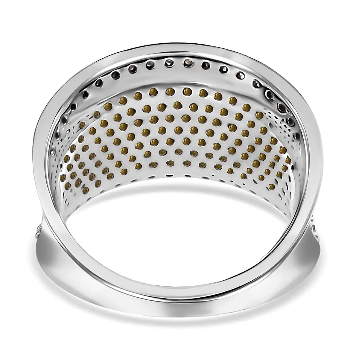 Yellow Diamond Ring, Diamond Cluster Ring, Rhodium and Platinum Over Sterling Silver Ring, Diamond Promise Ring 1.00 ctw (Size 10) image number 5