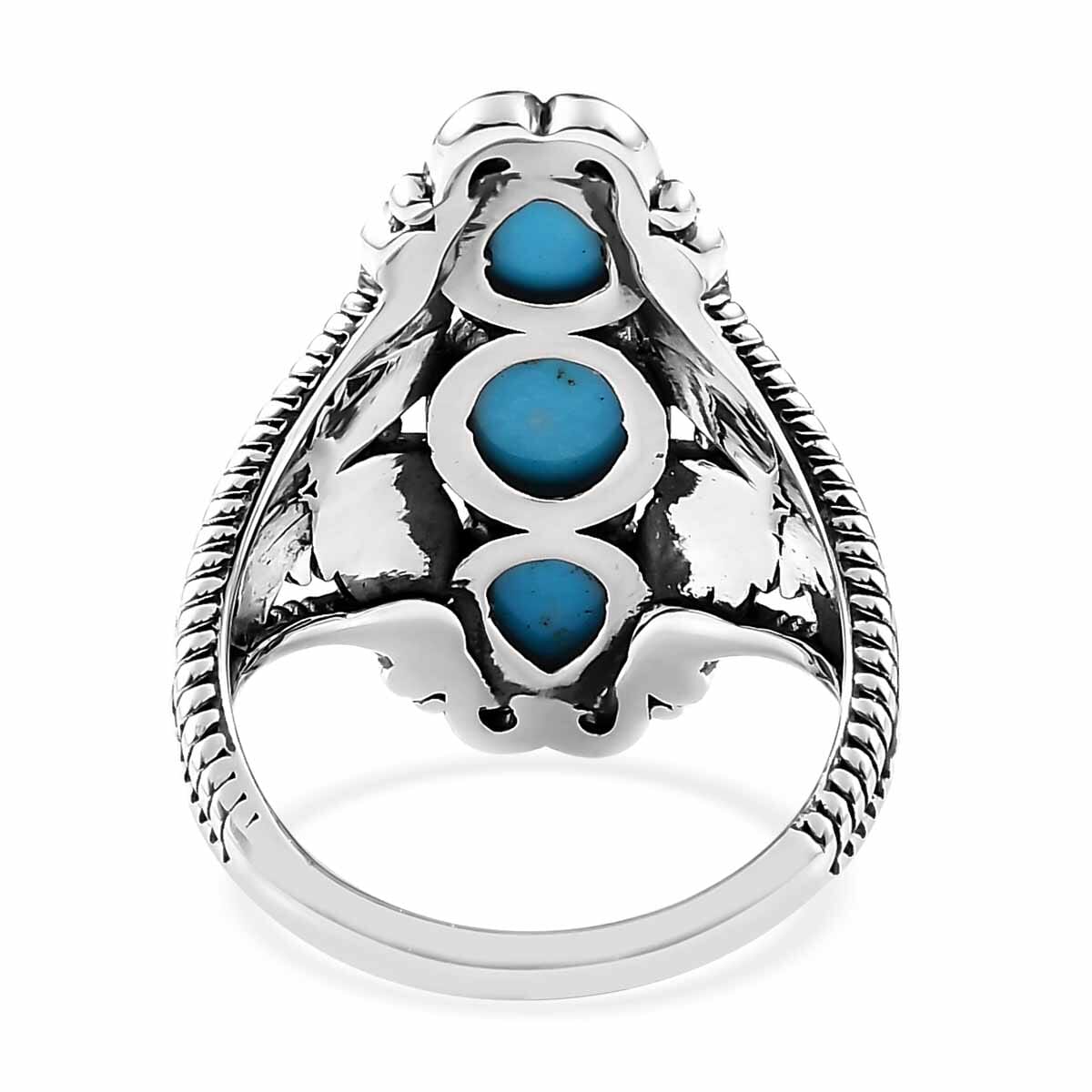Artisan Crafted Premium Sleeping Beauty Turquoise 3 Stone Ring in Sterling Silver (Size 10.0) (Del. in 3-5 Days) 2.15 ctw image number 4
