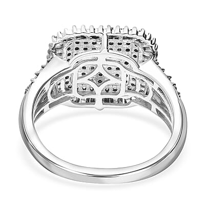 White Diamond 1.01 ctw Ring in Platinum Over Sterling Silver (Size 6.5)
