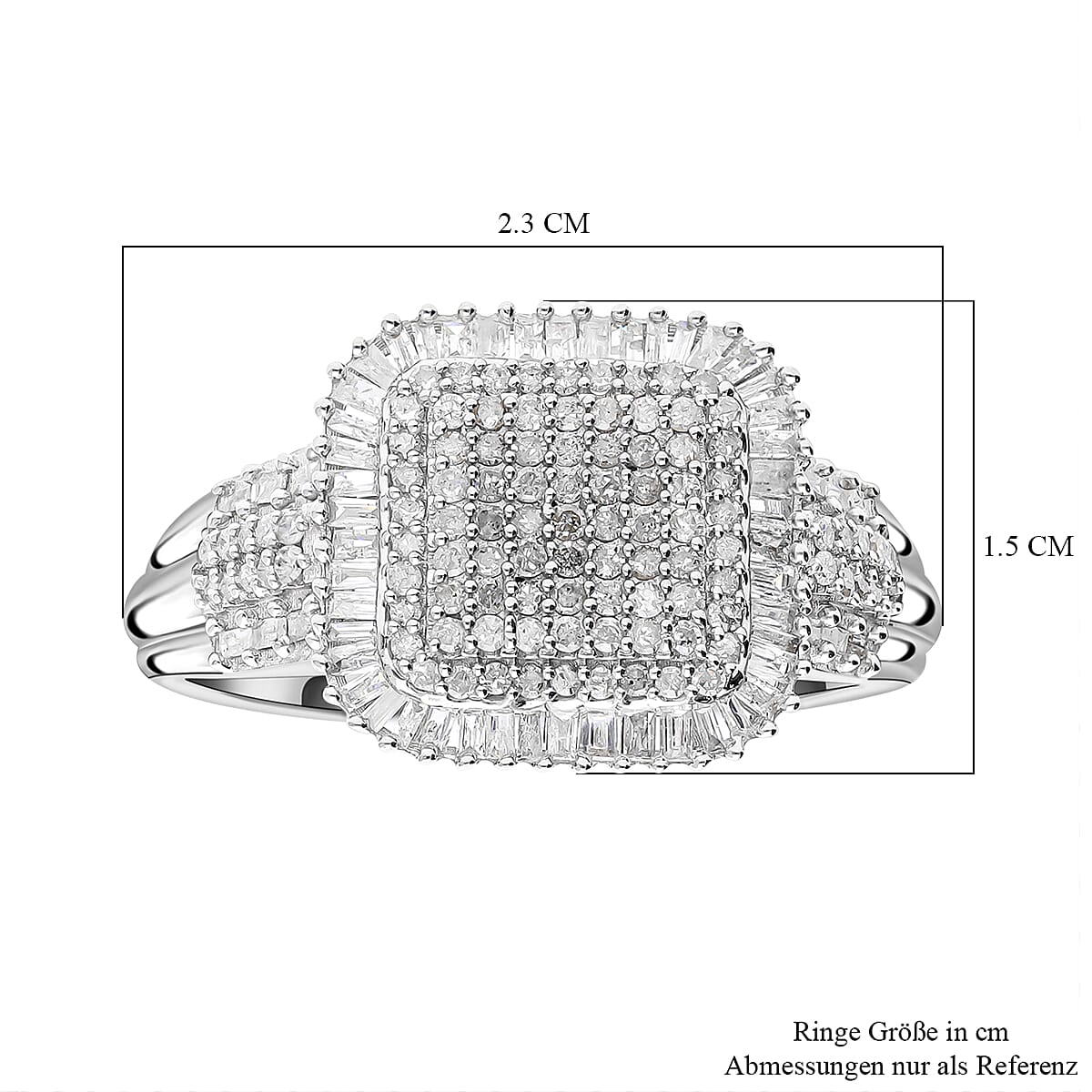 White Diamond 1.01 ctw Ring in Platinum Over Sterling Silver (Size 6.5)