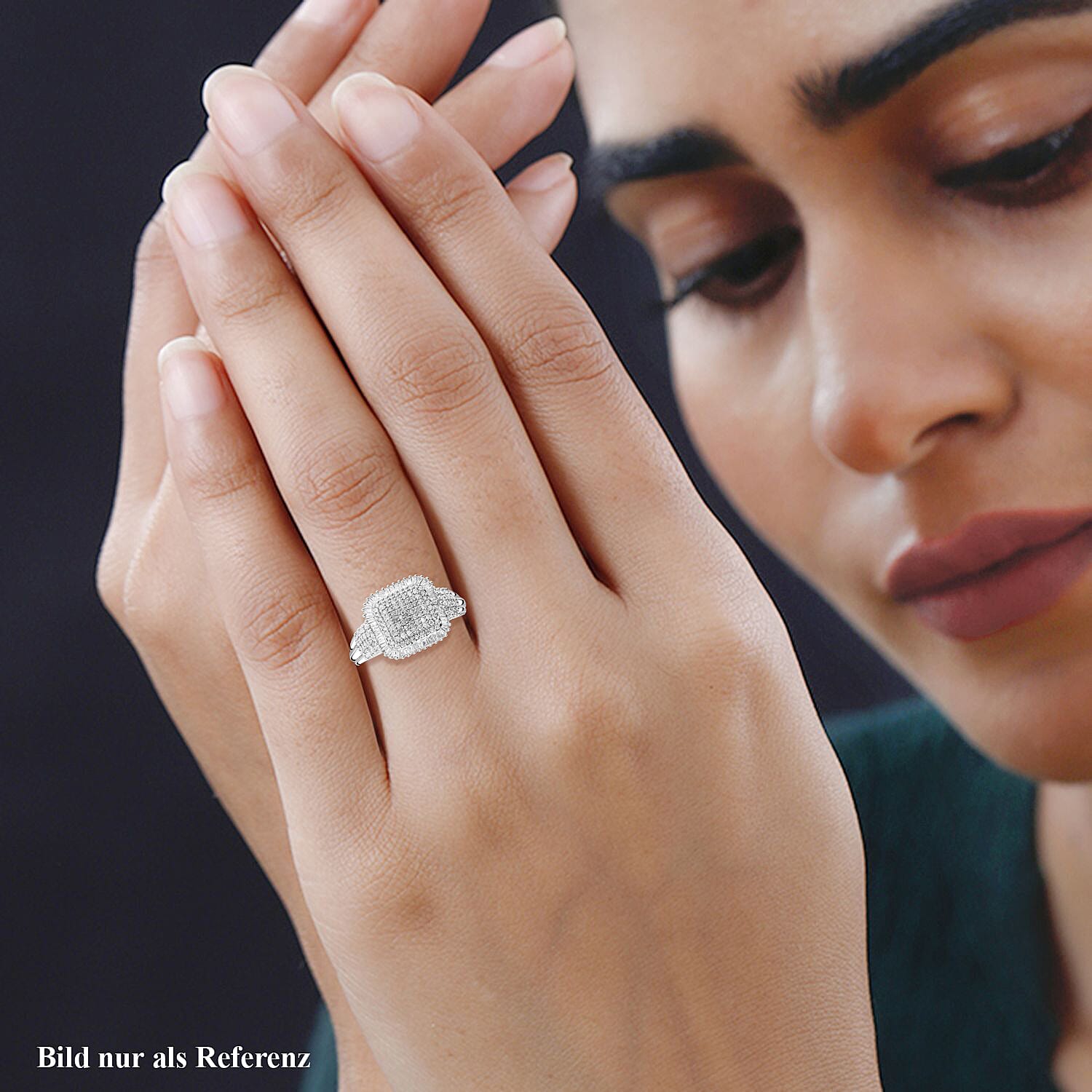 White Diamond 1.01 ctw Ring in Platinum Over Sterling Silver (Size 6.5)