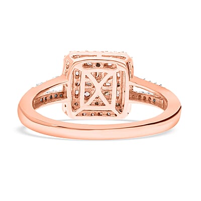 Natural Champagne and White Diamond 0.50 ctw Ring in Vermeil Rose Gold Over Sterling Silver (Size 9.0)