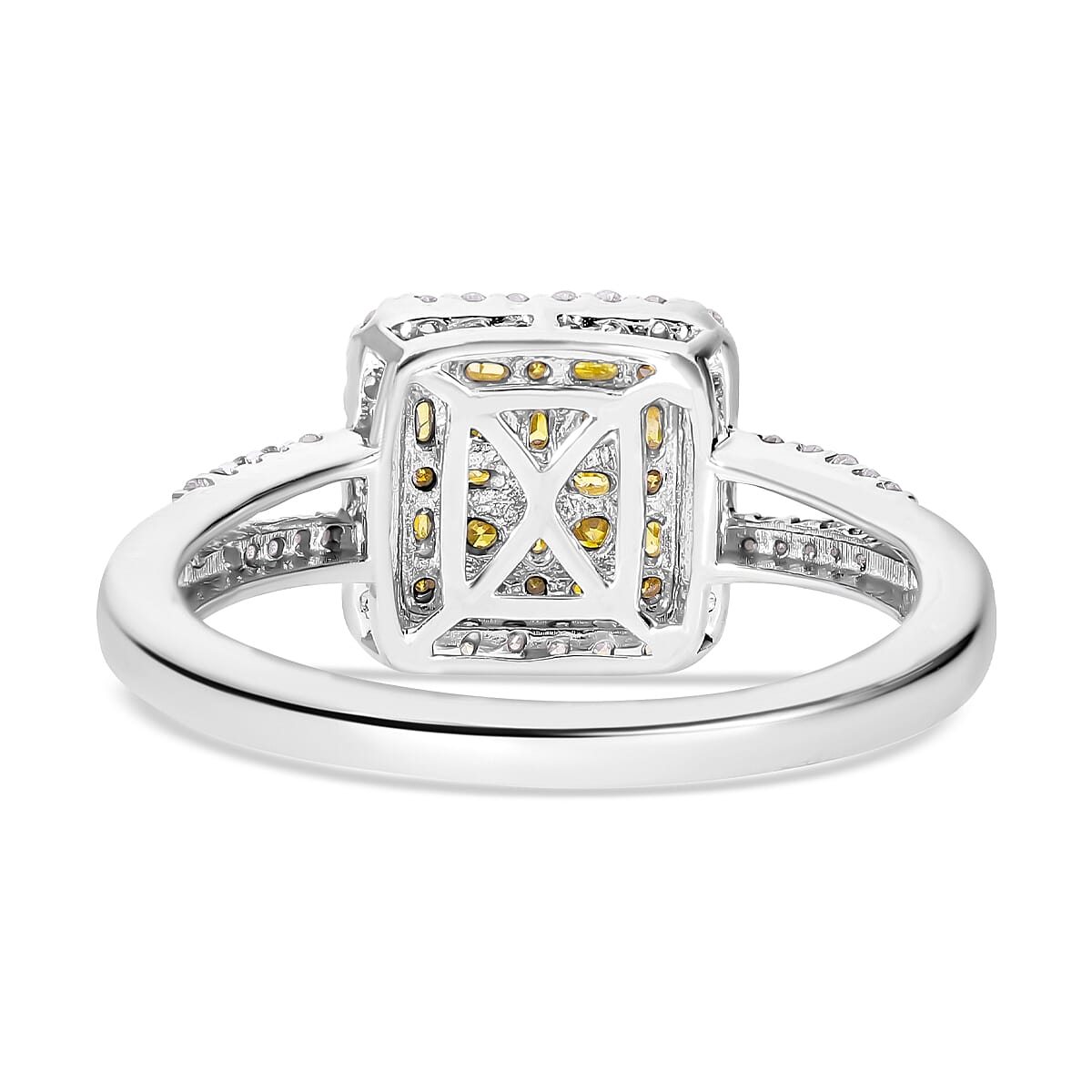 Yellow and White Diamond 0.50 ctw Ring in Platinum Over Sterling Silver (Size 10.0)