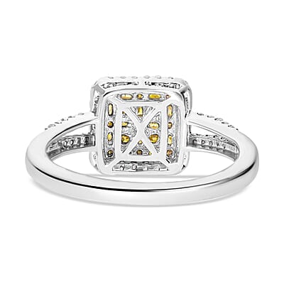 Yellow and White Diamond 0.50 ctw Ring in Platinum Over Sterling Silver (Size 10.0)