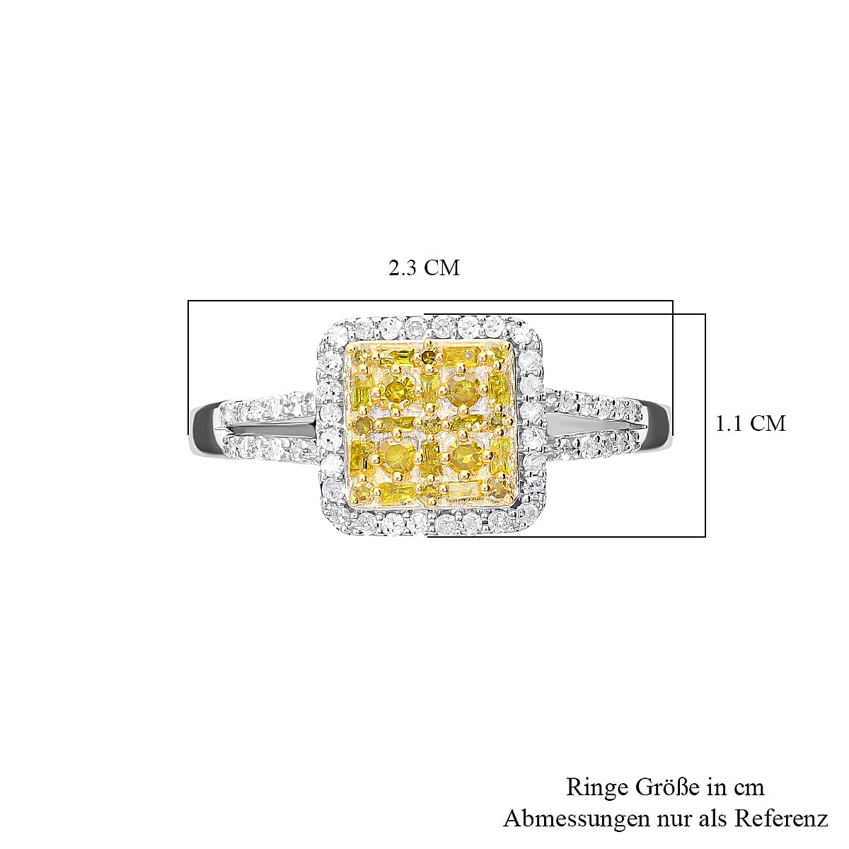 Yellow and White Diamond 0.50 ctw Ring in Platinum Over Sterling Silver (Size 10.0)