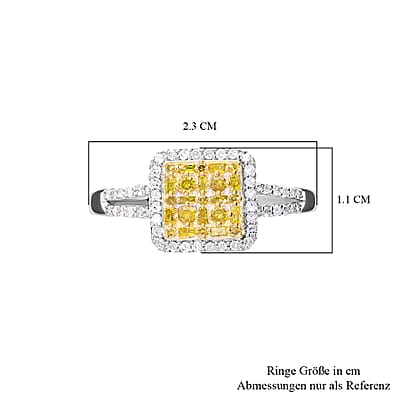 Yellow and White Diamond 0.50 ctw Ring in Platinum Over Sterling Silver (Size 10.0)