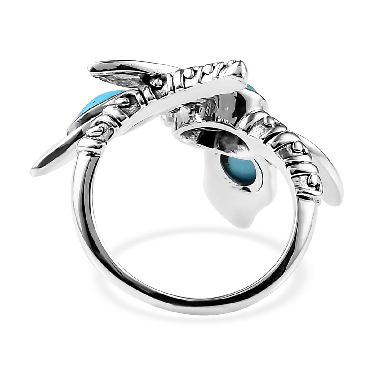 Artisan Crafted Premium Sleeping Beauty Turquoise Dragonfly Ring in Sterling Silver (Size 6.0) (Del. in 3-5 Days) 2.60 ctw image number 4
