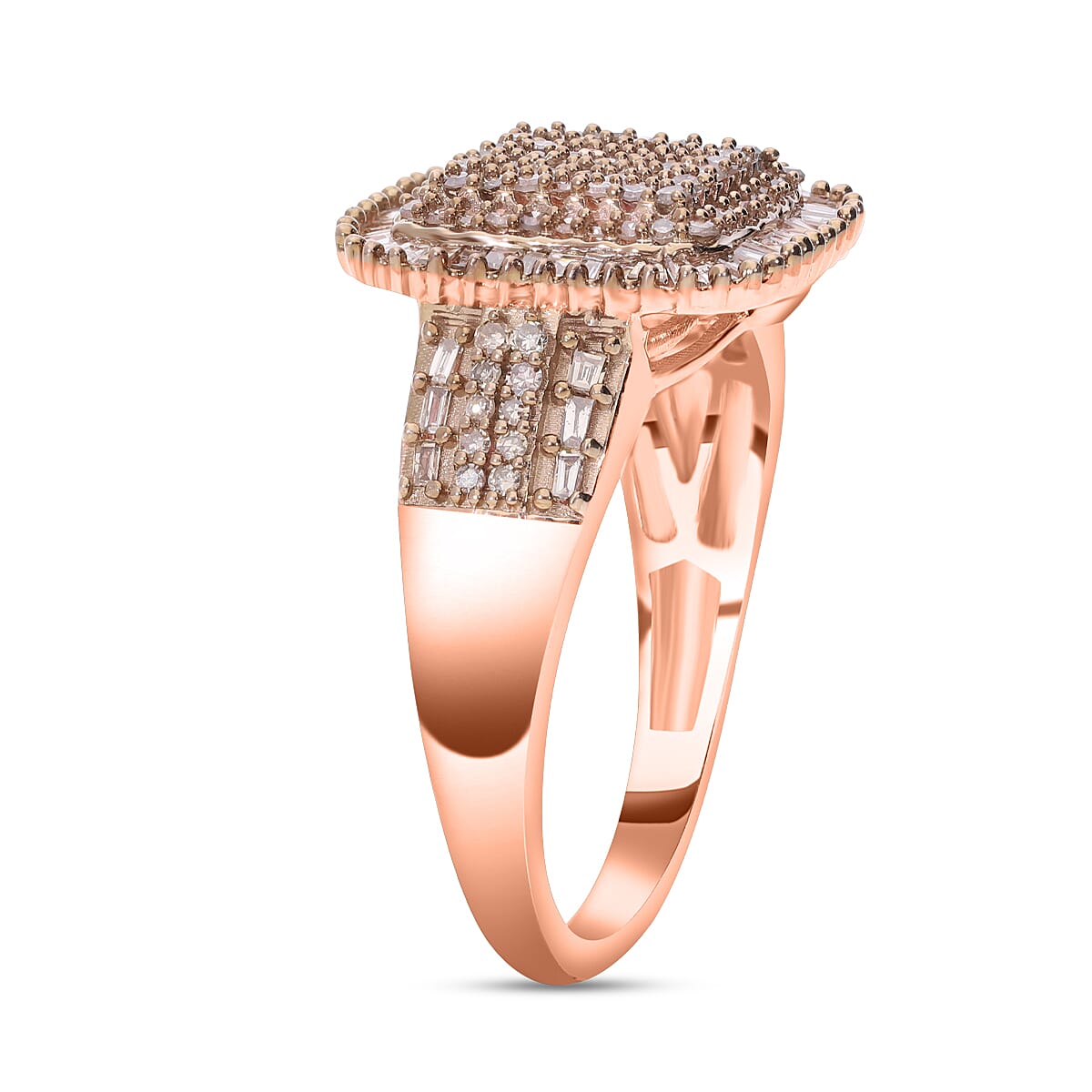 Natural Champagne Diamond 1.01 ctw Ring in 18K Vermeil Rose Gold Over Sterling Silver (Size 9.0)