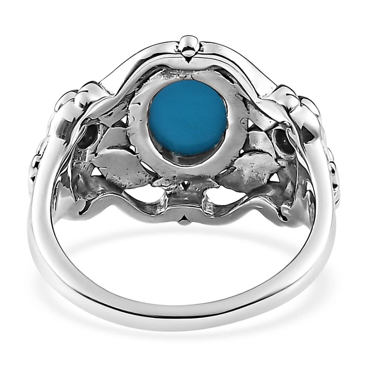 Artisan Crafted Premium Sleeping Beauty Turquoise Floral Ring in Sterling Silver (Size 10.0) (Del. in 3-5 Days) 1.75 ctw image number 4