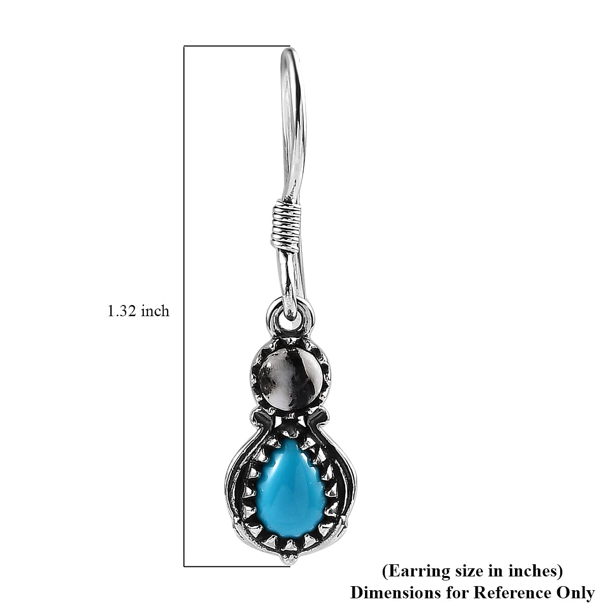 Artisan Crafted Premium Sleeping Beauty Turquoise and White Buffalo Dangle Earrings in Sterling Silver 2.20 ctw image number 4