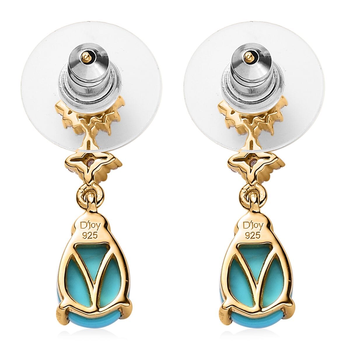 Premium Sleeping Beauty Turquoise and Multi Gemstone Dangling Earrings in Vermeil Yellow Gold Over Sterling Silver 3.10 ctw image number 4