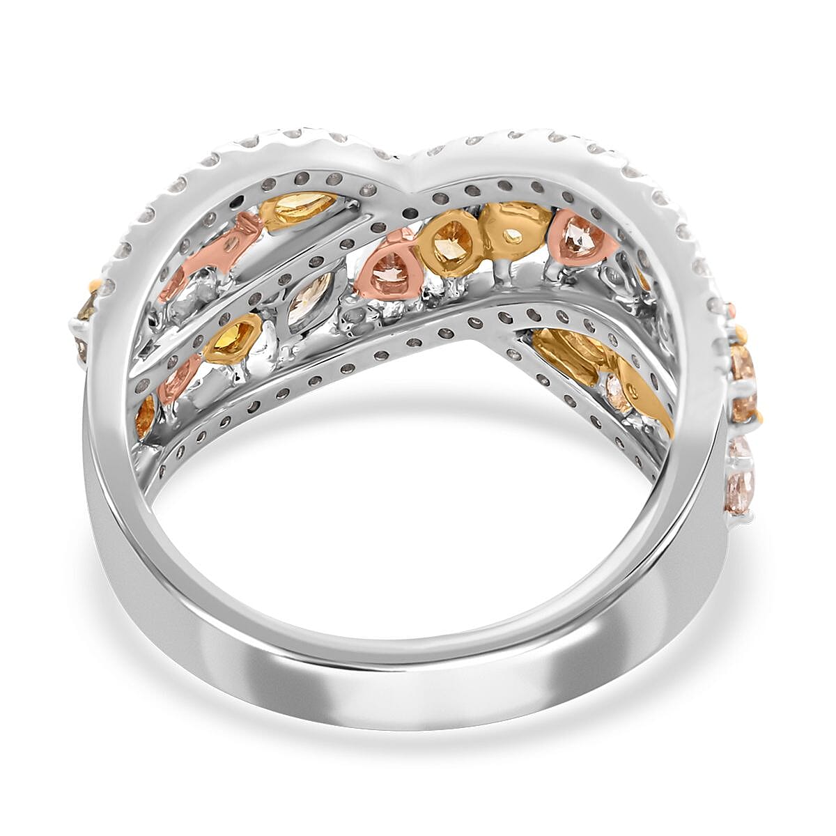 Modani 18K White, Yellow and Rose Gold SI Natural Multi Diamond Ring (Size 5.0) 6 Grams (Del. in 10-12 Days) 2.15 ctw image number 4