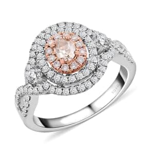 Modani Natural Pink and White Diamond (SI) 1.00 ctw Ring in 14K White and Rose Gold (Size 7.0) 5.10 Grams
