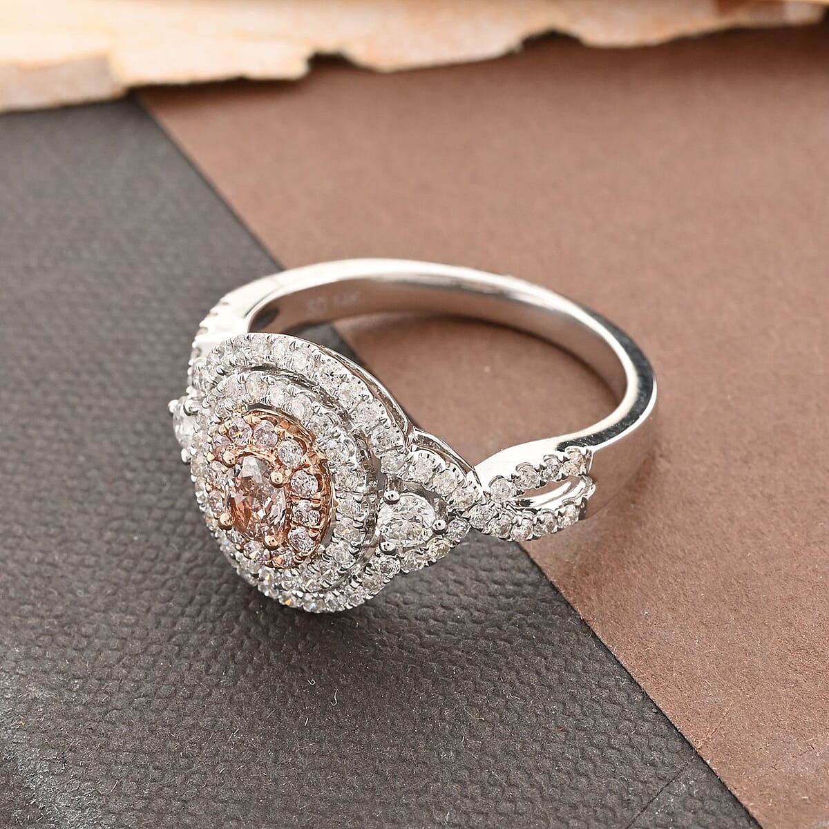 Modani 14K White and Rose Gold Natural Pink and White Diamond (SI) Ring (Size 9.0) 5.10 Grams 1.00 ctw image number 1