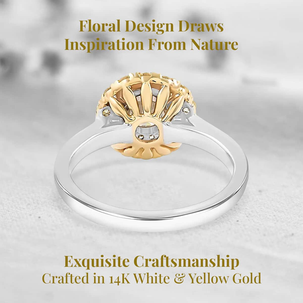 Modani 14K White & Yellow Gold Natural Yellow and White Diamond SI Ring (Size 10.0) 1.25 ctw (Del. in 10-12 Days) image number 3