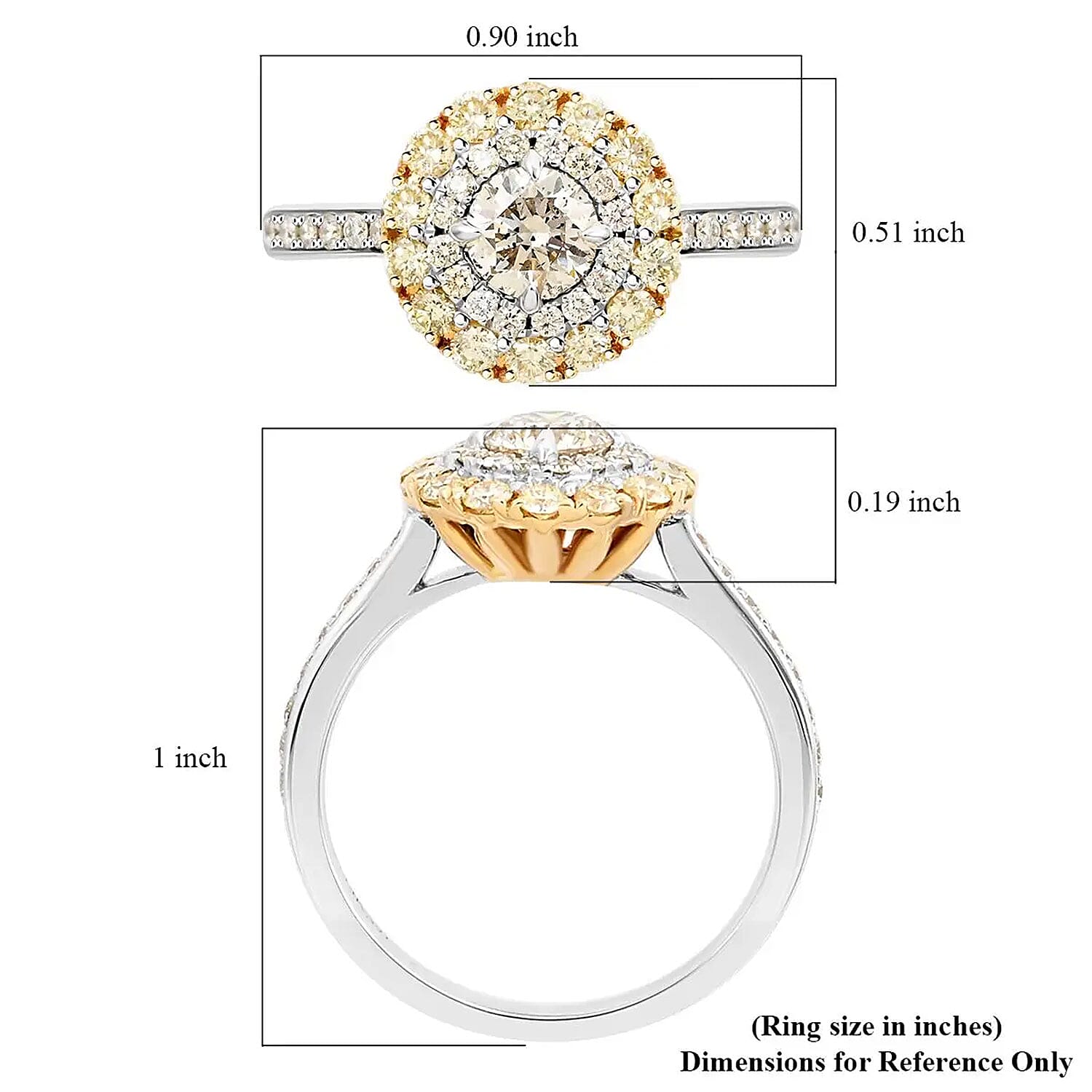 Modani Natural Yellow and White Diamond SI 1.25 ctw Ring in 14K White & Yellow Gold (Size 10.0)
