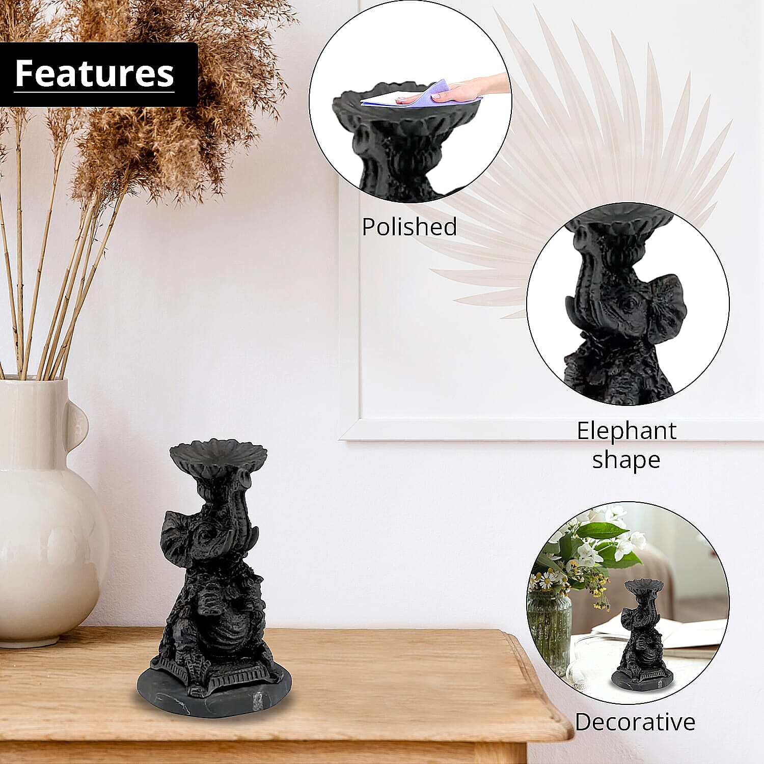 Shungite Elephant Candle Holder