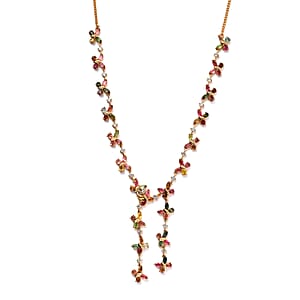 GP Trionfo Collection Premium Multi-Tourmaline and White Zircon Necklace 18 Inches in Vermeil Yellow Gold Over Sterling Silver 14.80 ctw