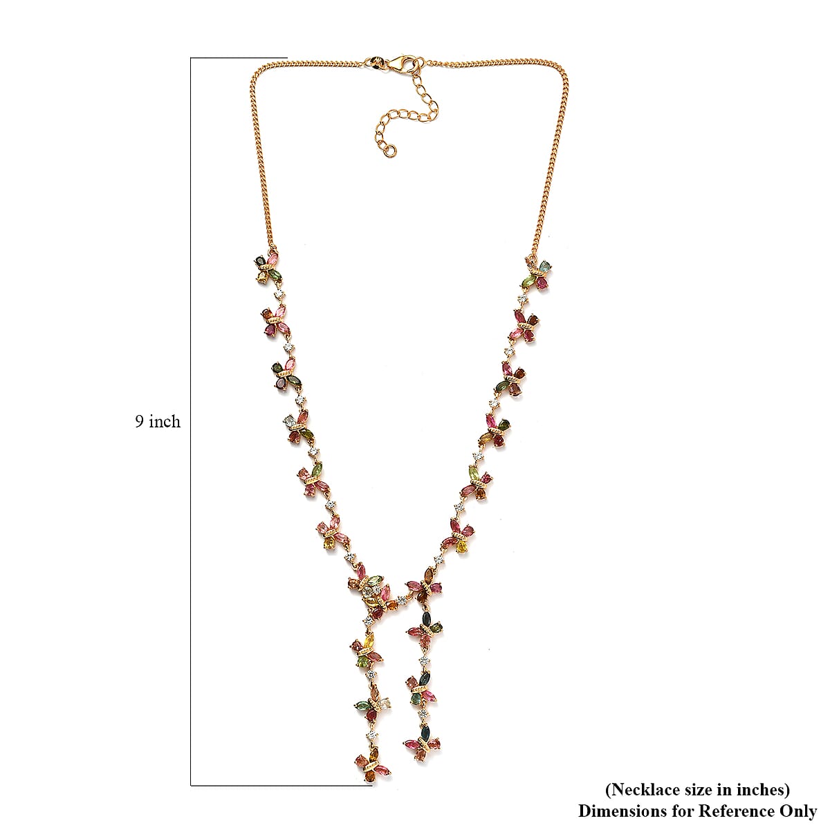 GP Trionfo Collection Premium Multi-Tourmaline and White Zircon Necklace 18 Inches in Vermeil Yellow Gold Over Sterling Silver 14.80 ctw image number 5