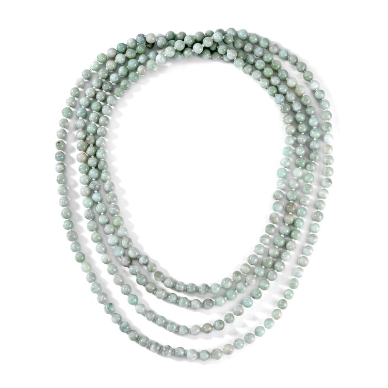 Natural Jade Beaded Endless Necklace 100 Inches 1700.00 ctw