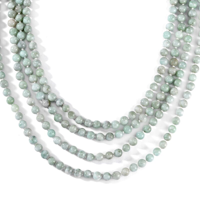 Natural Jade Beaded Endless Necklace 100 Inches 1700.00 ctw