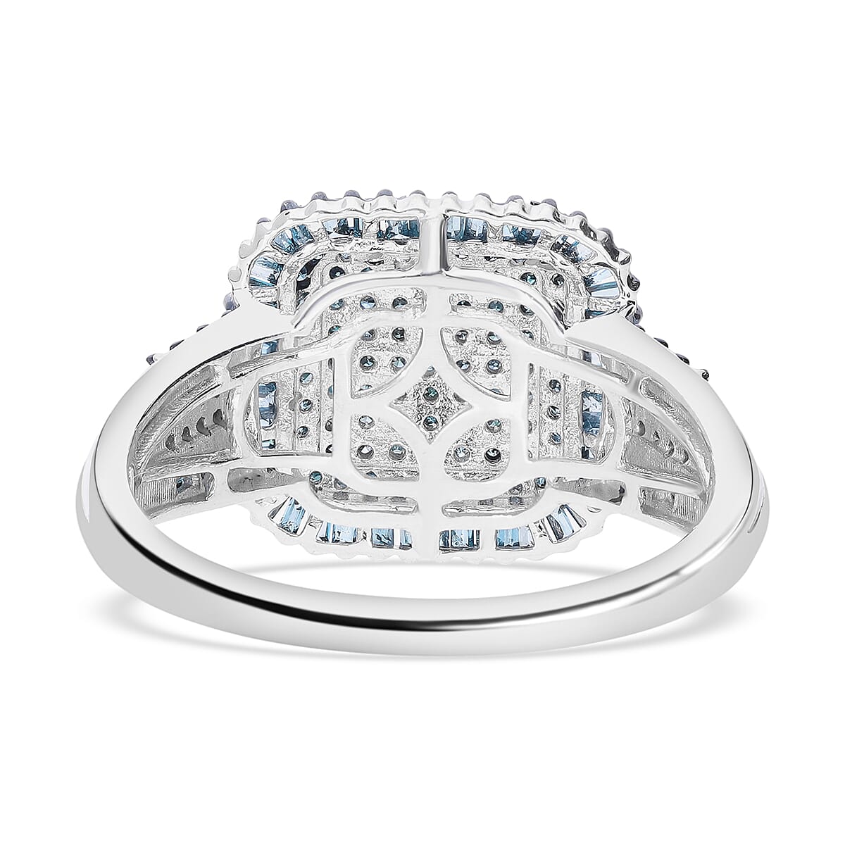 Blue Diamond 1.01 ctw Ring in Platinum Over Sterling Silver (Size 11.5)