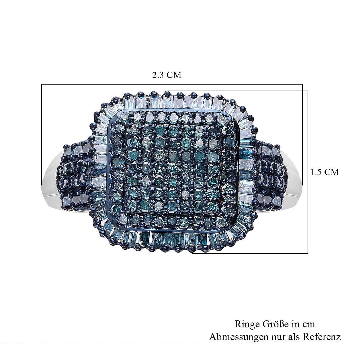 Blue Diamond 1.01 ctw Ring in Platinum Over Sterling Silver (Size 11.5)