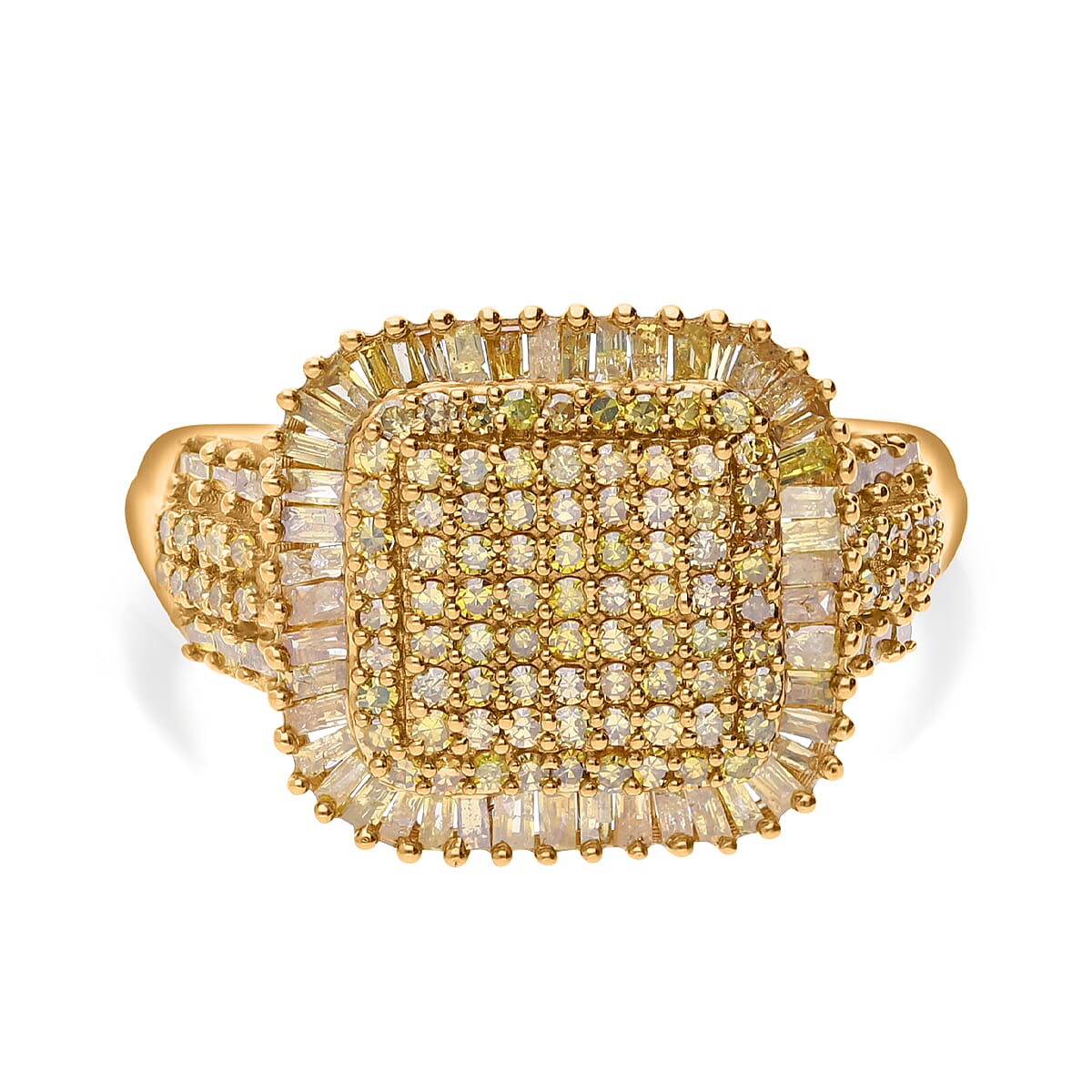 Yellow Diamond 1.01 ctw Ring in 18K Vermeil Yellow Gold Over Sterling Silver (Size 11.5)