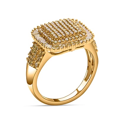 Yellow Diamond 1.01 ctw Ring in 18K Vermeil Yellow Gold Over Sterling Silver (Size 11.5)