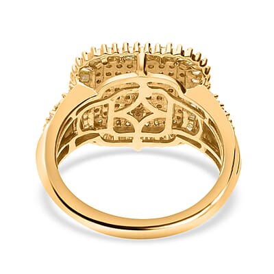Yellow Diamond 1.01 ctw Ring in 18K Vermeil Yellow Gold Over Sterling Silver (Size 11.5)