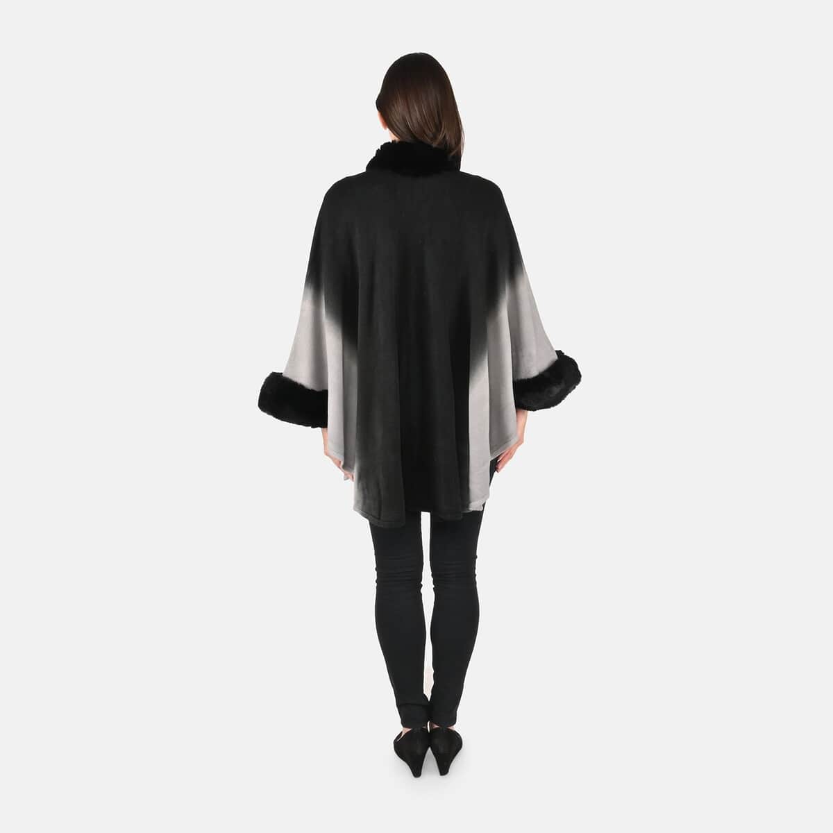 Tamsy Black Faux Fur Cape with Gradient - One Size Fits Most image number 1