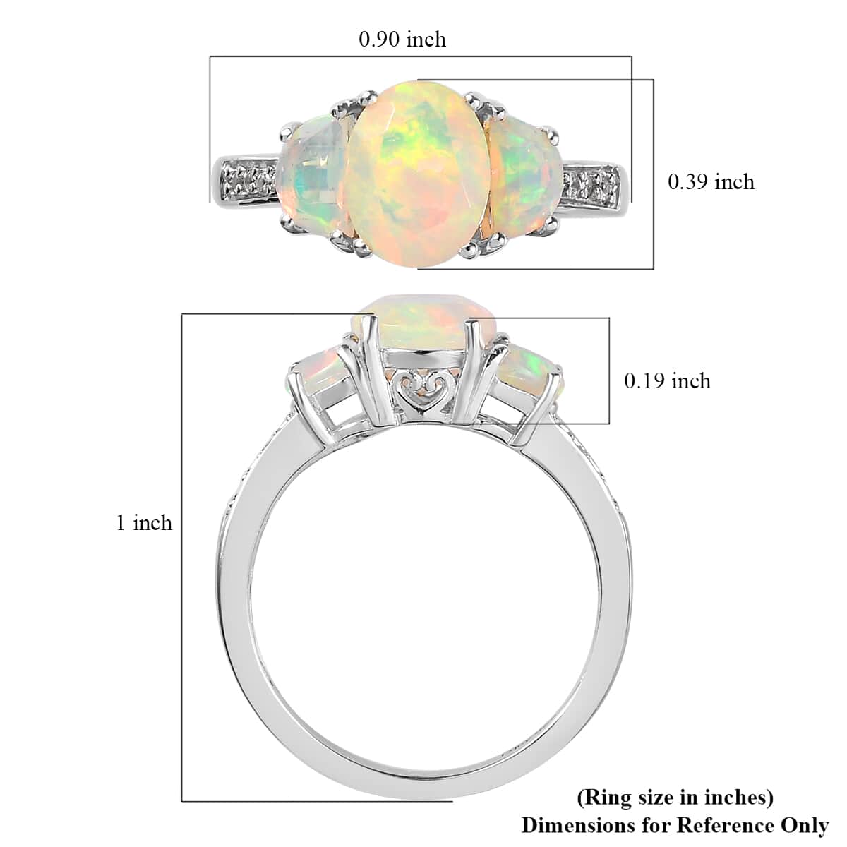Premium Ethiopian Welo Opal and White Zircon Ring in Platinum Over Sterling Silver (Size 10.0) 1.85 ctw image number 5