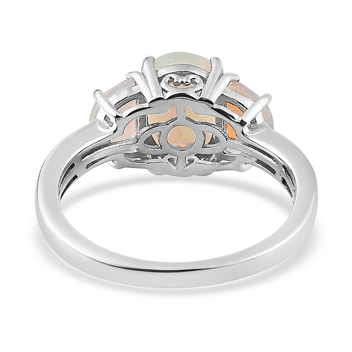 Premium Ethiopian Welo Opal and White Zircon Ring in Platinum Over Sterling Silver (Size 7.0) 1.85 ctw image number 4