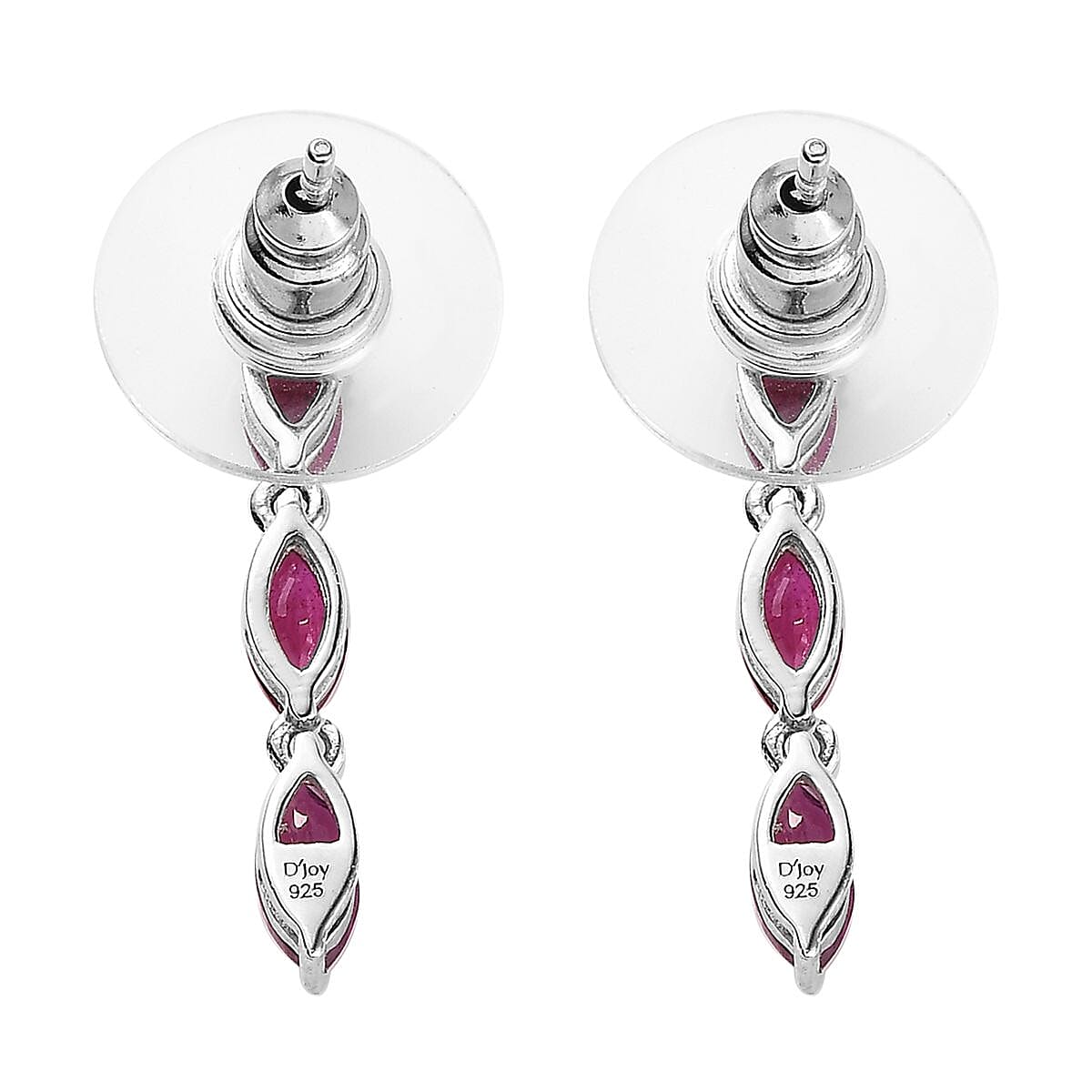 Niassa Ruby (FF) Dangling Earrings in Platinum Over Sterling Silver 2.10 ctw
