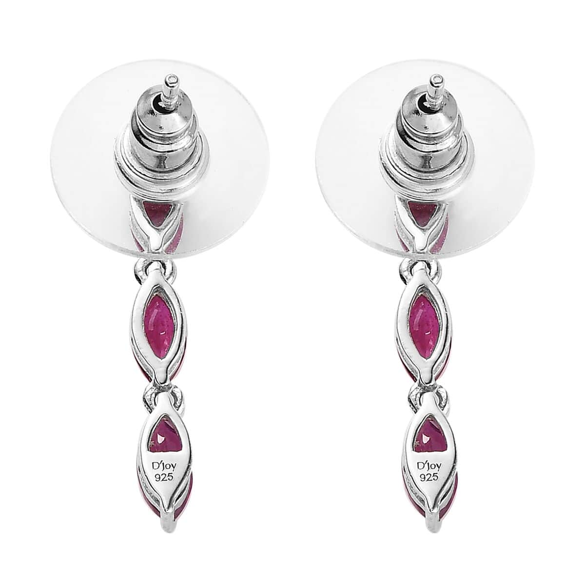 Niassa Ruby (FF) Dangling Earrings in Platinum Over Sterling Silver 2.10 ctw image number 4