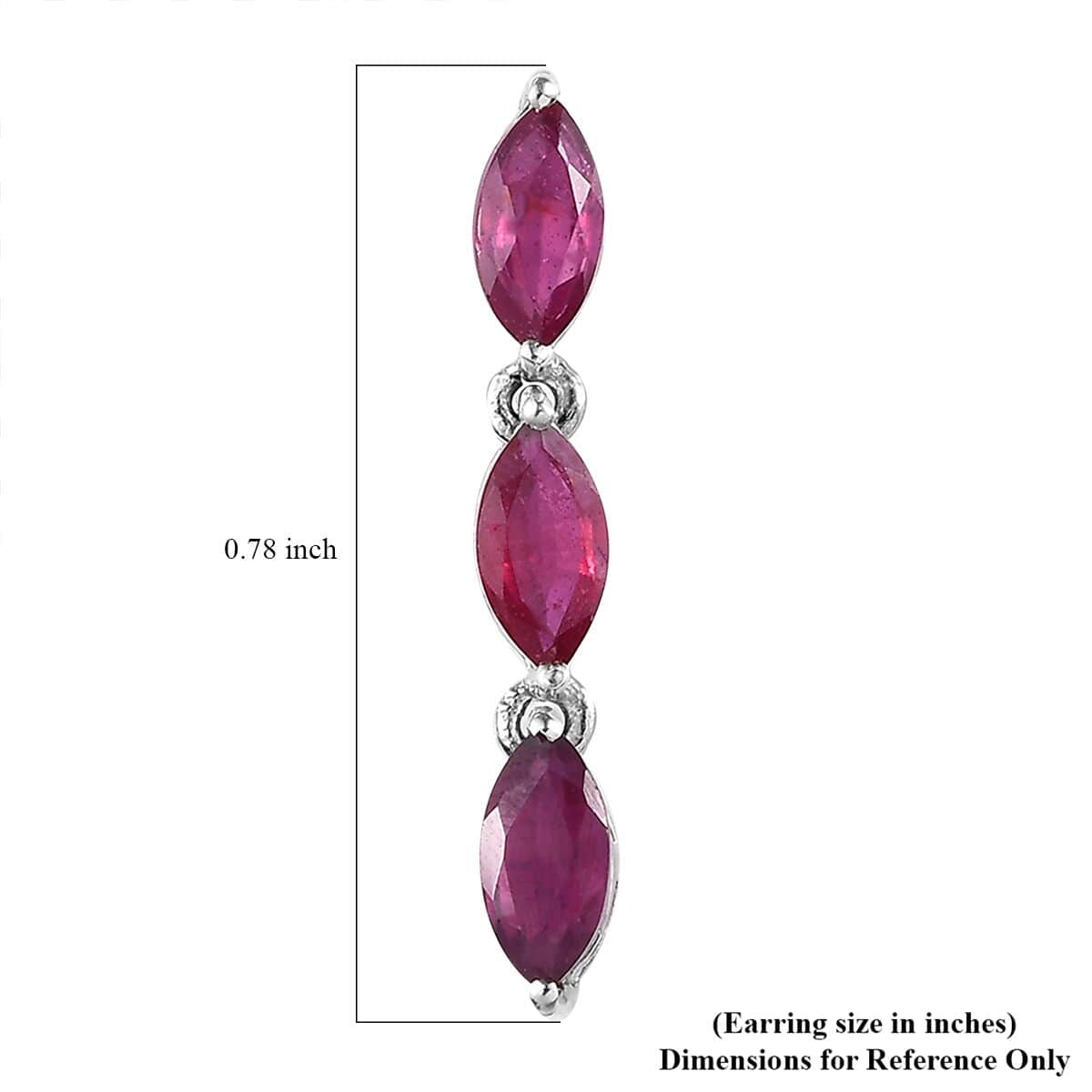 Niassa Ruby (FF) Dangling Earrings in Platinum Over Sterling Silver 2.10 ctw image number 5