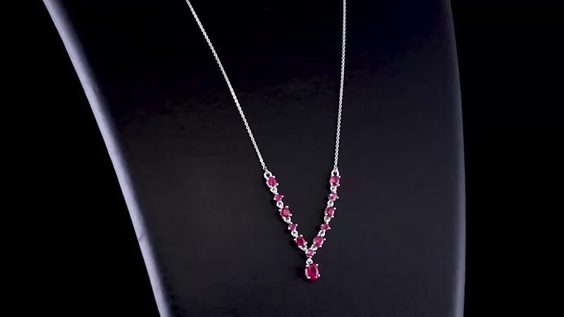 Fissure Filled Ruby (FF) Necklace 18 Inches in Platinum Over Sterling Silver 2.50 ctw