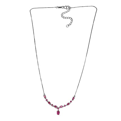 Fissure Filled Ruby (FF) Necklace 18 Inches in Platinum Over Sterling Silver 2.50 ctw