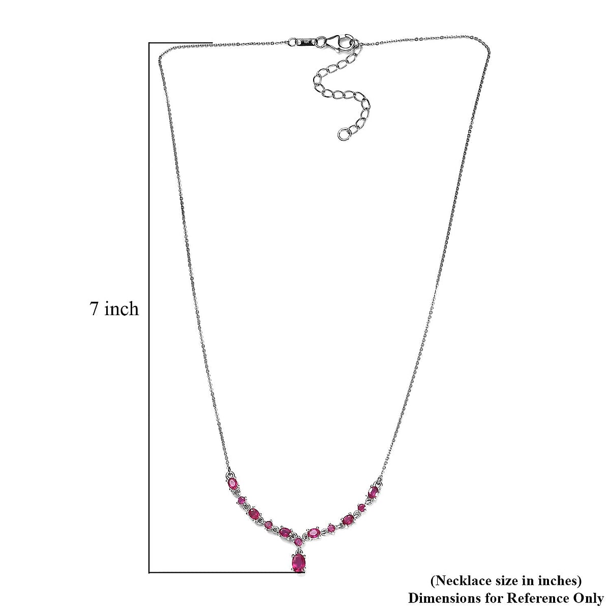 Fissure Filled Ruby (FF) Necklace 18 Inches in Platinum Over Sterling Silver 2.50 ctw image number 5