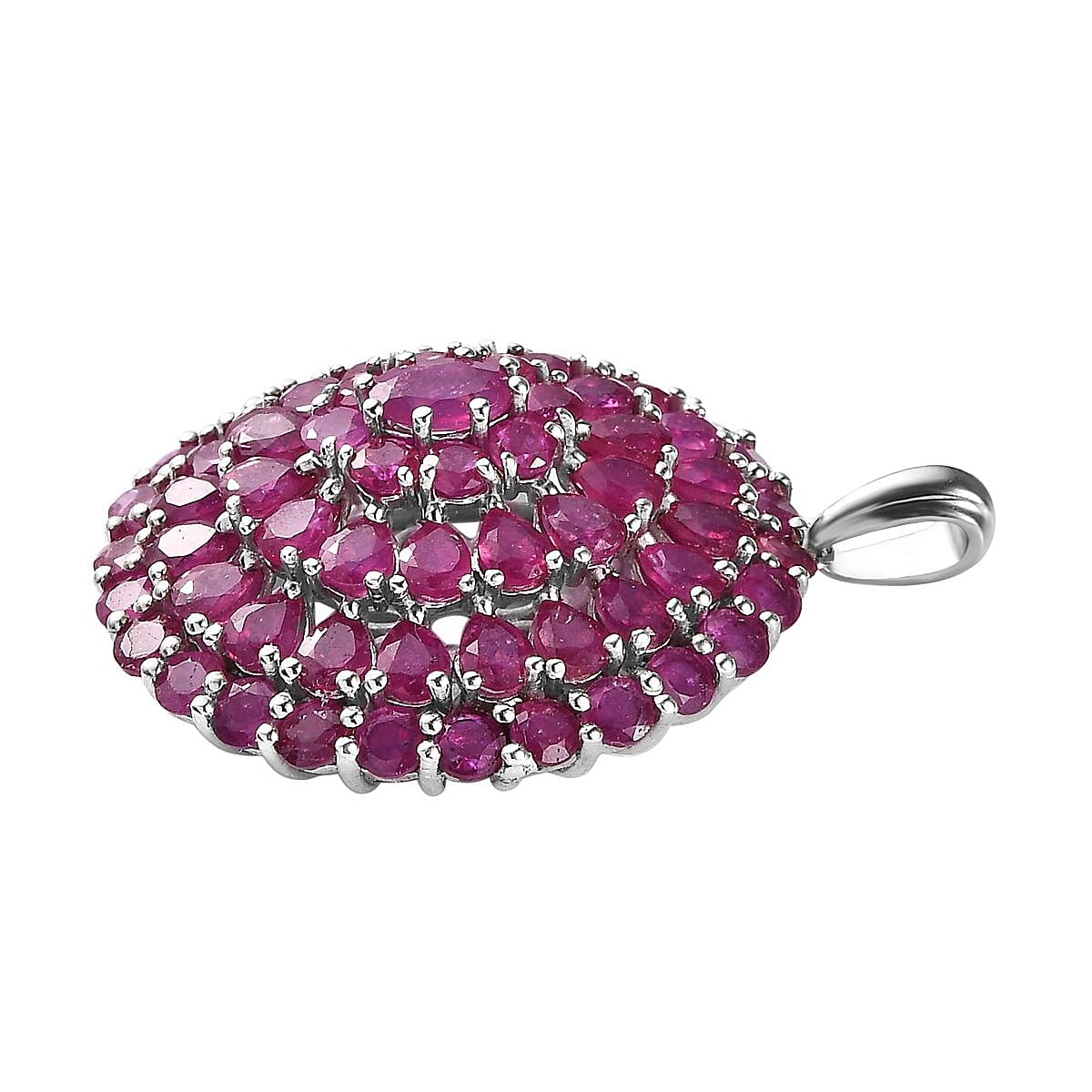 Niassa Ruby (FF) Cluster Pendant in Platinum Over Sterling Silver 14.00 ctw image number 3