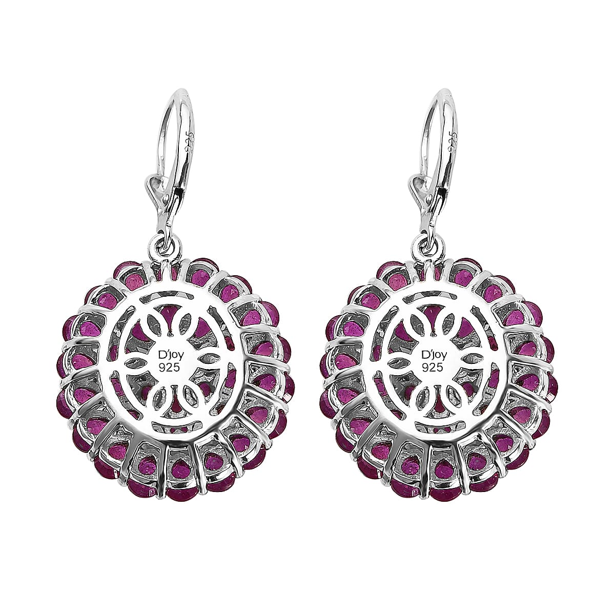 Niassa Ruby (FF) Lever Back Earrings in Platinum Over Sterling Silver 15.80 ctw