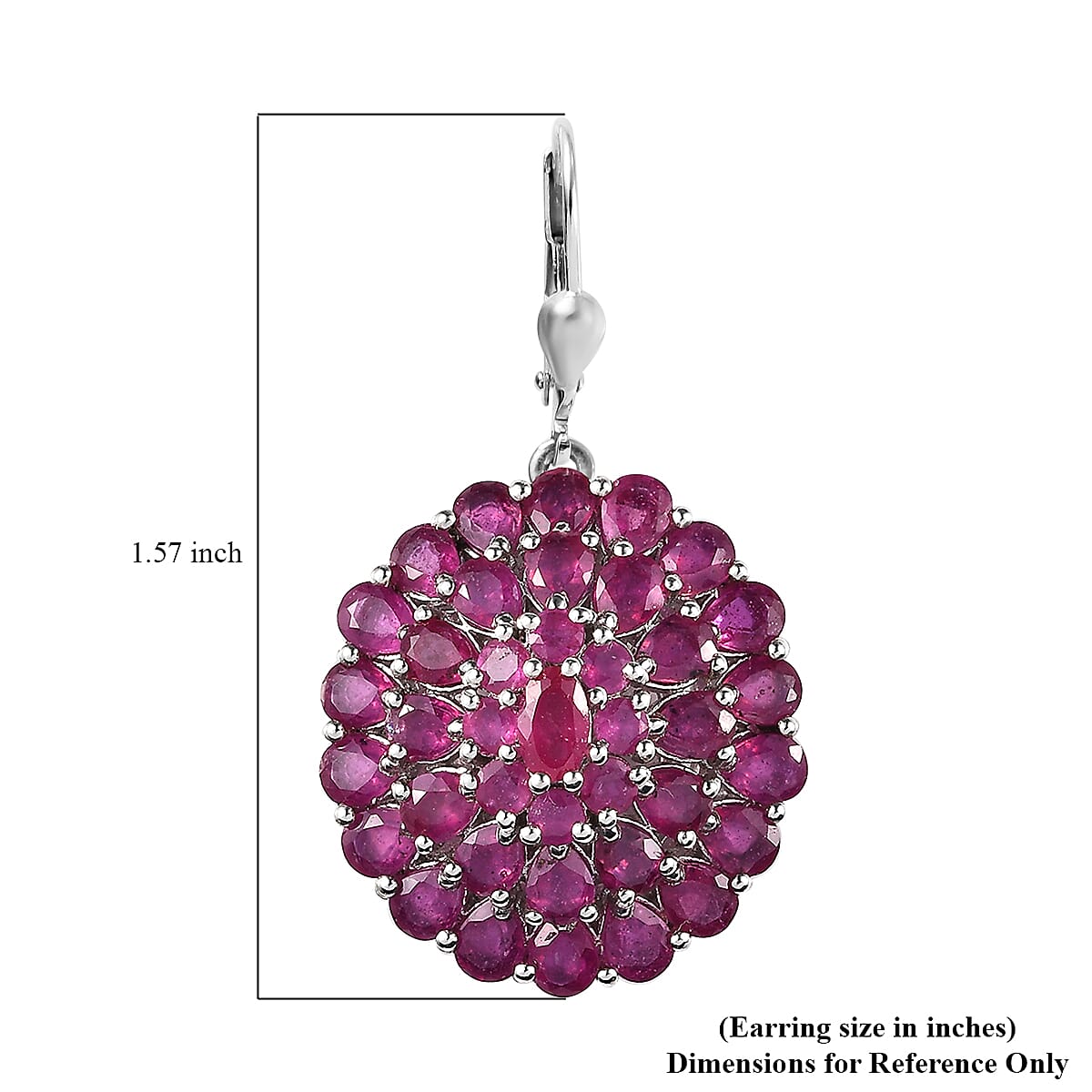 Niassa Ruby (FF) Lever Back Earrings in Platinum Over Sterling Silver 15.80 ctw