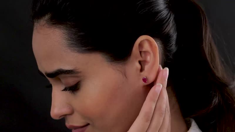 Niassa Ruby Solitaire Stud Earrings in Vermeil Yellow Gold Over Sterling Silver 2.35 ctw