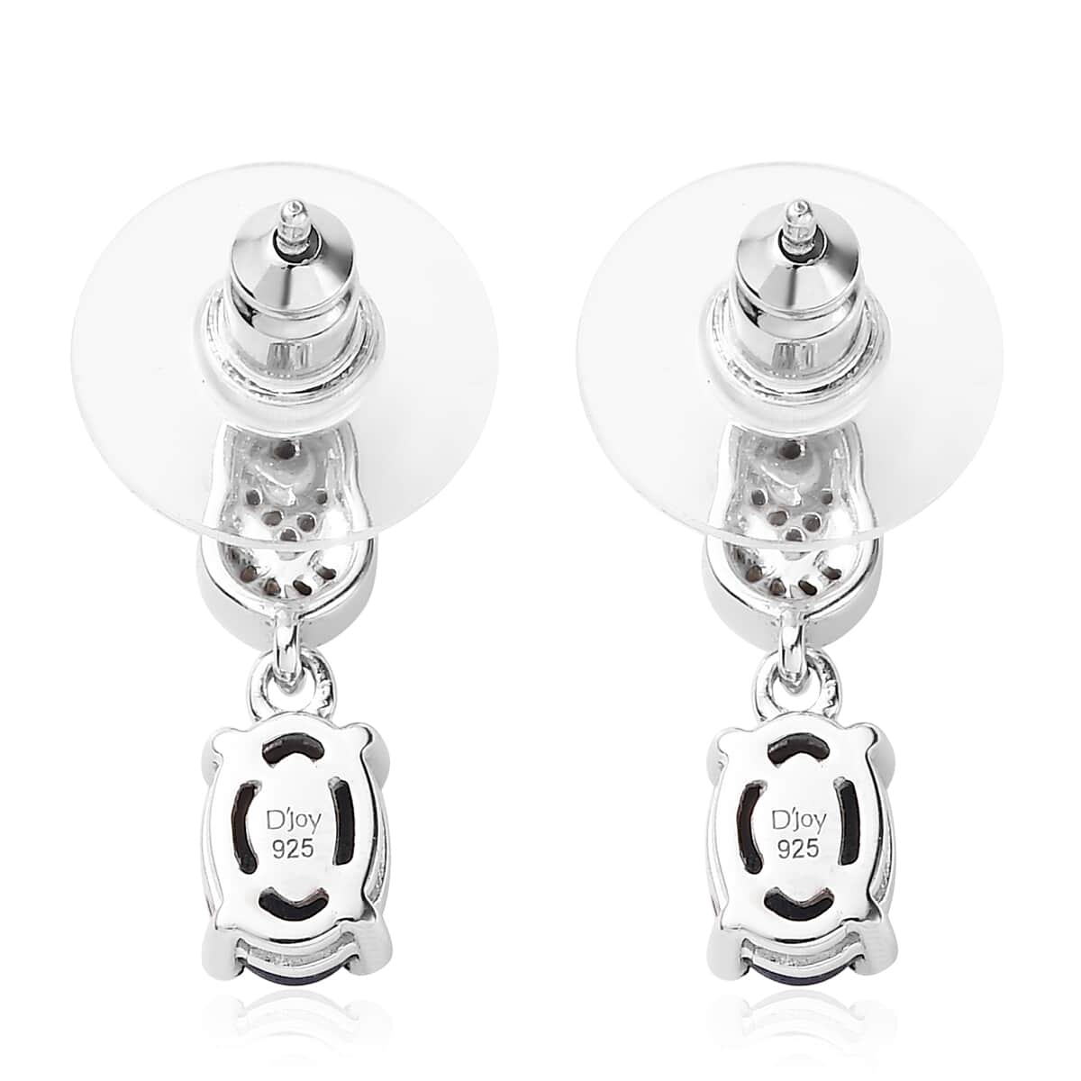 Blue Star Sapphire (DF) and White Zircon Dangle Earrings in Platinum Over Sterling Silver 3.75 ctw image number 3