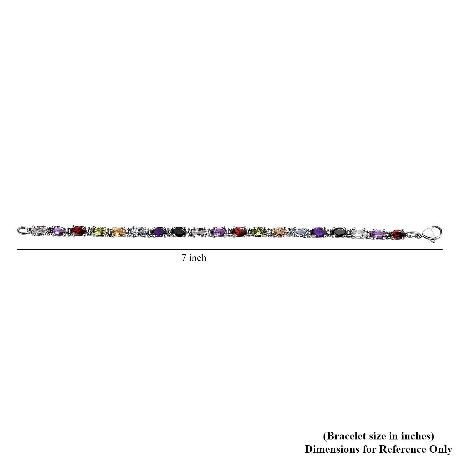 Multi Gemstone Tennis Bracelet in Stainless Steel (6.50 In) 9.50 ctw