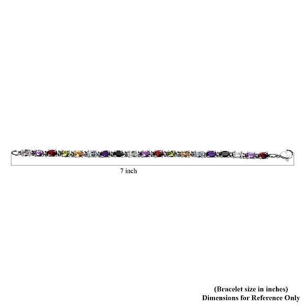 Multi Gemstone Tennis Bracelet in Stainless Steel (6.50 In) 9.50 ctw