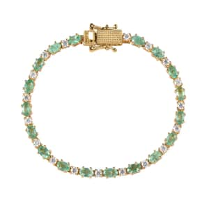 Ethiopian Emerald and Moissanite 6.00 ctw Tennis Bracelet in Vermeil Yellow Gold Over Sterling Silver (7.25 In)